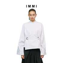 (Designer brand IMMI)Fake two-piece White loose crew neck tunic shirt 191ST051X