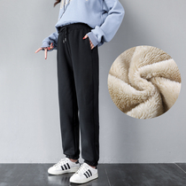 Blinder thick hip wide pants plus velvet size fat mm loose bloomers padded cotton pants autumn and winter sports pants