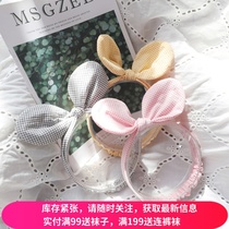 2020 spring and summer new children hair accessories girl baby baby hair band Plaid ears cute sweet cotton headdress