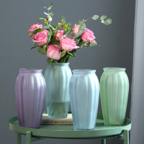 Creative glass vase color living room flower arrangement ornaments Indoor desktop hydroponic flowers dry vase European home