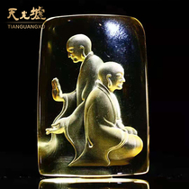  Tianguang Hui natural amber Beeswax Enlightenment pendant Yellow honey amber necklace pendant Mens and Womens Buddha pendant with certificate