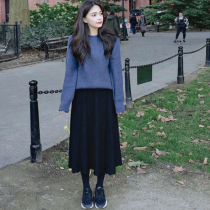 Hong Kong Big Code Womens Dress 2022 Spring New Dress Sweaters Dress Sweaters Dress Suit Slightly Fat and thin to bottom two sets