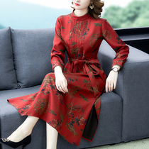 Dress new mom 2021 plus size womens spring and summer improved cheongsam high-end temperament silk mulberry silk