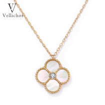 2021 new two-sided S925 sterling silver clover necklace female shell niche light luxury simple choker