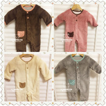 Japanese men and women Baby children autumn and winter long sleeve jumpsuit thick coral velvet warm clothes comfortable and soft