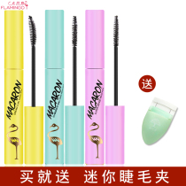 Flamingo macaron Mascara Mascara female waterproof small brush head slim long thick curl non-fainting extended encryption super long