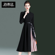 Hazing Blue Temperament Goddess Van Lian Clothing Dress 2022 Spring Womens Clothing New Products Cashew 100 Pleats Light Cooked Dresses