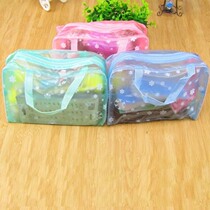 PVC Broken Flower Portable Transparent Waterproof Makeup Bag Women Cosmetics Containing Bag Wash Bath Supplies Cashier Bag