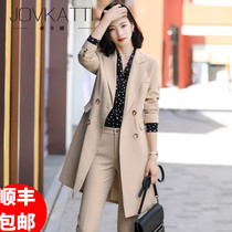 Medium-length suit suit female president temperament business suit 2021 autumn and winter new slim slim white-collar work clothes