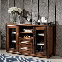 Chinese dining side cabinet Modern simple small apartment living room dining room solid wood dining cabinet multi-function locker walnut
