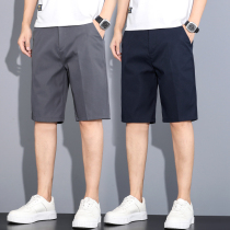 Mens suit shorts summer thin wear casual five-leggings straight tube loose trendy brand middle pants mens Korean version of the trend