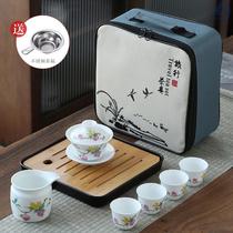 Small teacups for tea drinking 10 tea sets set portable white porcelain fast guest Cup kung fu tea set set travel