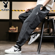  Playboy casual pants mens Korean version of the trend 2021 spring and autumn and summer new loose-legged nine-point long pants