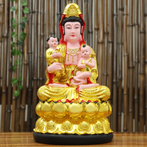 Send a child Guanyin Send a child Empress Guanyin Bodhisattva beg for a son to hold a child Empress Buddha statue Household resin worship decoration statue