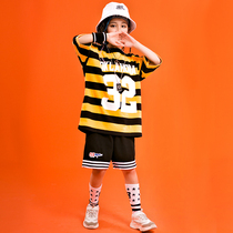 Girls hip-hop suit hip-hop costumes hiphop childrens catwalk costumes jazz dance loose short-sleeved shorts
