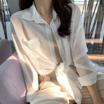 Summer Korean version Andromeda Snowy Sunscreen Sunscreen Woman Loose Cardiovert small shawl with a thin jacket for hanging strap dresses