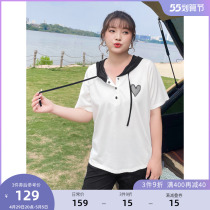 MSShe big code womens dress 2022 new summer dress Fat mm Coloured blouse Snow spinning with cap nails Pearl ground cotton shirt