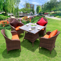 Outdoor table and chair courtyard rattan chair coffee table three-five set rattan table and chair Leisure outdoor balcony garden small table and chair