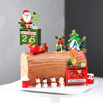 Christmas baking cake decoration ornaments Santa Claus snow house Christmas Tree birthday party plug-in card