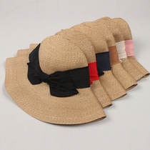 Export Japans original single Sun Li star with the same straw hat female summer beach big hat brim holiday sun sunshade fishermans hat