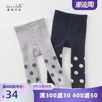 davebella David Bella Autumn and Winter Girls Wear Polo Dot Printed Fleet Leggings 1-7 Years DB6290
