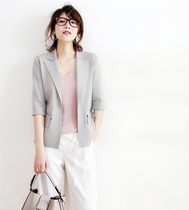 Thin blazer women Summer 2019 new one button fake bag design OL casual silk hemp half sleeve knitted air conditioning shirt