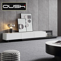 Nordic Rock Plate TV Cabinet Retractable Modern Minima Small Household Type Home Living Room Storage TV Cabinet Tea Table Combinations