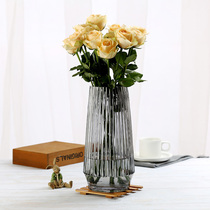 European stained glass vase Flowers and lilies Flower arrangement Transparent living room dining table flower pot ornaments