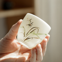 Chamfant Hand-painted Masters Cup Single Cup Tasting Cup Tea Chigong Fu Tea Cup Tea Cup Tea Bowl White Porcelain Pint Cup Personal Cup