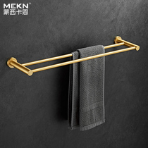 Light Extravagant Brass Wire Drawing Towel Rod Toilet Fur Towel Rack Bathroom Bath Towel Rack Double Pole Free to punch toilet hanging pole rack