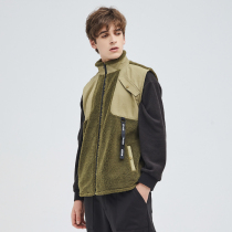 Fun outdoor fleece men autumn and winter 2020 new cardigan warm windproof vest small particle lamb cashmere coat