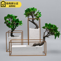 Modern new Chinese marble wrought iron Banyan tree flower ornaments creative home Model Room Hotel soft decorations