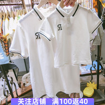 Parent-Child Dress Summer 2020 New Tide Family Dress A Family Three Women and Child Dress Lapel Short Sleeve T-Shirt Polo Shirt