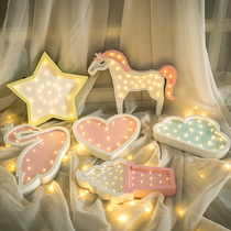 ins Nordic Teenage Girl Hearts LED Lights Wall-mounted Wall Decoration Girls Room Hem Wall Hangings Decoration Gifts