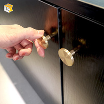 Brass wardrobe cabinet door handle wardrobe cabinet drawer Nordic light luxury single hole handle modern simple brass handle