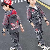 Boys suit spring 2021 middle and big childrens tide clothes boys spring and autumn foreign style long sleeve denim suit