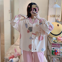 Pajamas womens autumn student isn suit new long-sleeved loose student Korean version of cute moon clothes home clothes spring