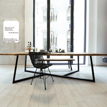 Nordic dining table industrial wind iron solid wood desk loft computer desk long coffee table conference table modern simplicity