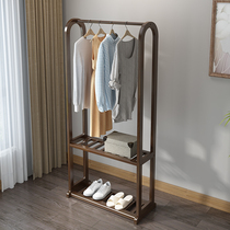 Solid wood coat rack simple shelf walnut bedroom hanger simple modern floor clothes storage rack
