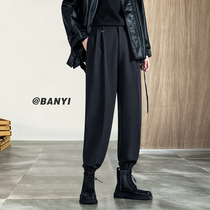  Net red with the same beam-legged trousers male abstinence vibe style ruffian handsome hanging wide-legged pants high waist straight casual pants