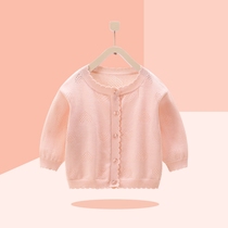 Girls small coat in autumn thin knitting sweater spring and autumn baby clothebaby baby air-conditioned children outfitted