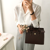 White shirt womens long-sleeved Han fan cute 2018 spring new small fresh suit collar chiffon loose all-match shirt