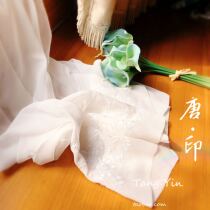 Silk Scarf 100% mulberry silk Ladies embroidered long scarf shawl fresh and versatile white embroidery