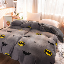 Coral velvet quilt cover single piece thick warm plush quilt single cartoon student dormitory single double-sided velvet quilt cover