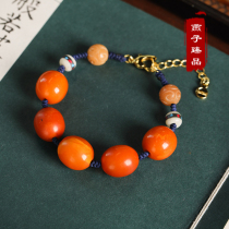 (Swallow Zhenpin) 9 87 grams of natural Old Beeswax date bead bracelet bracelets Amber men and women flower wax