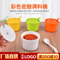 Melamine imitation porcelain seasoning jar plastic with lid seasoning bottle set kitchen household restaurant chili salt jar vinegar bottle feed box