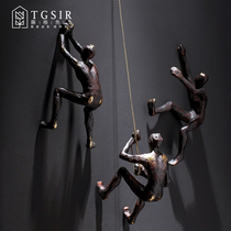 European style retro industrial style abstract character rock climbing wall hanging living room TV cabinet entrance staircase wall decoration pendant