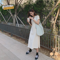 (elephant ivory spot) cherrykoko Korean version casual one-piece dress full cotton long skirt woman 2021 summer new