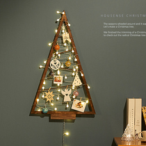 American simple Christmas tree hanging shop Christmas decoration ornaments scene layout Wooden Christmas decorations