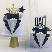 Fathers Day birthday cake decoration decoration male god Dad beard bow tie creative baking plug-in accessories